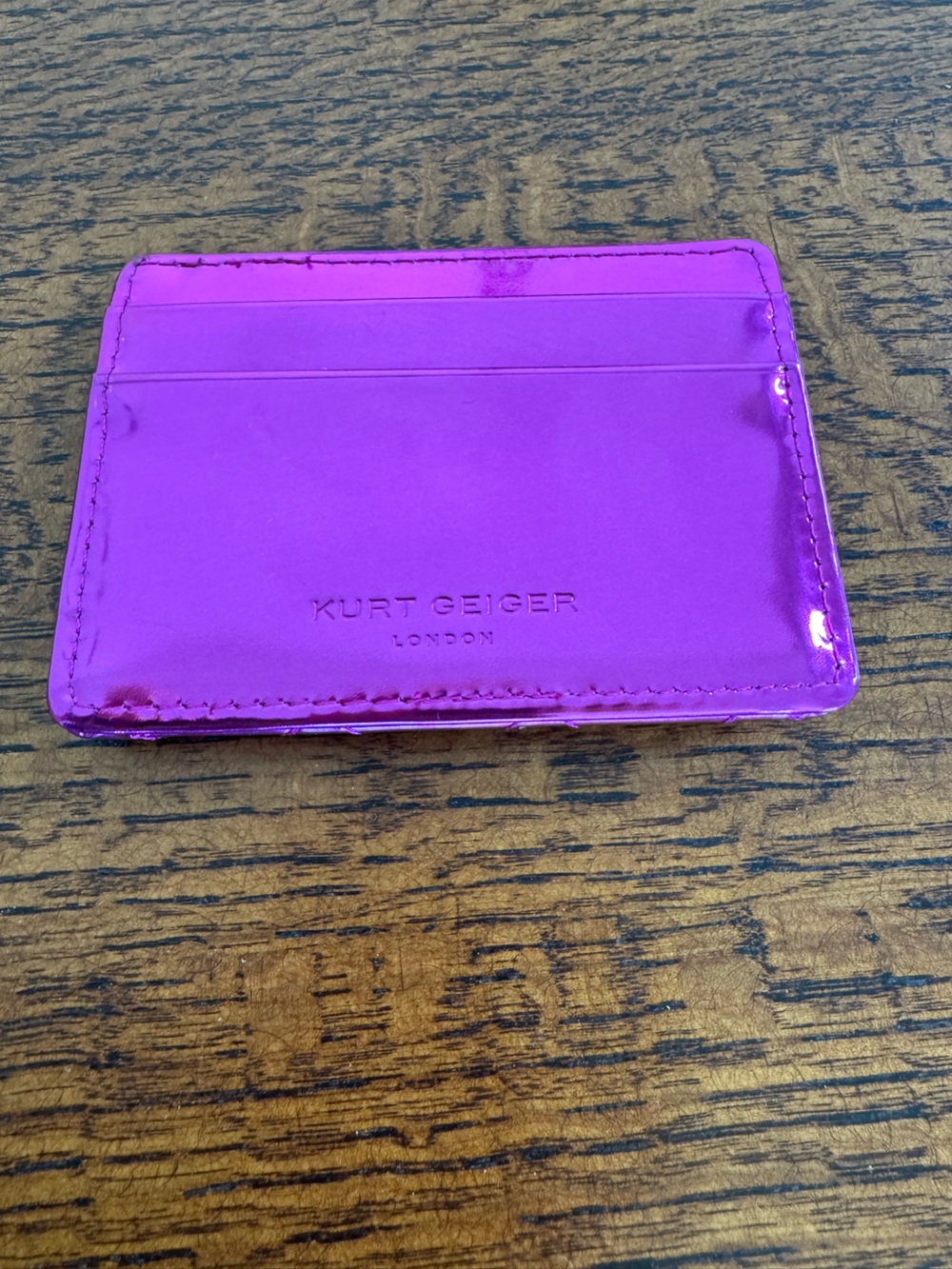NWT Kurt Geiger Metallic Fuchsia Quilted Card Holder - Picture 9 of 9